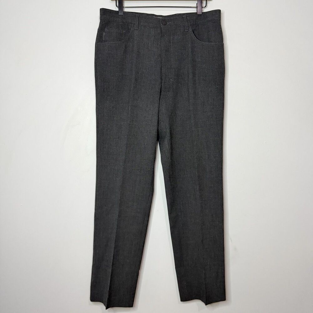 Alberto Black Label Charcoal Classic Pleated Dress Pants 34W 32L
